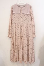 画像1: m petit by misako / スクエア襟花柄ワンピース 3L ピンク O-26-04-21-012-LO-OP-OW-OS (1)