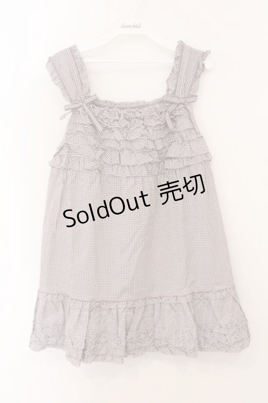 画像1: PINK HOUSE / ギンガムチェックフリルノースリーブブラウス  パープル O-26-04-21-019-LO-BL-IG-OS (1)