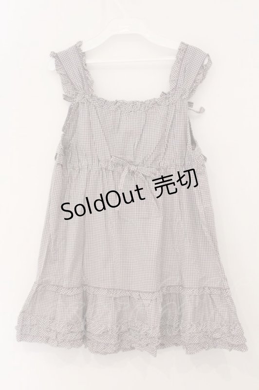 画像3: PINK HOUSE / ギンガムチェックフリルノースリーブブラウス  パープル O-26-04-21-019-LO-BL-IG-OS (3)