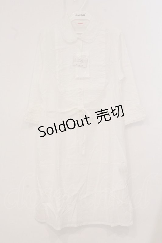 画像1: PINK HOUSE / タックフリルシャツワンピース  シロ O-26-04-21-028-LO-OP-IG-OS (1)