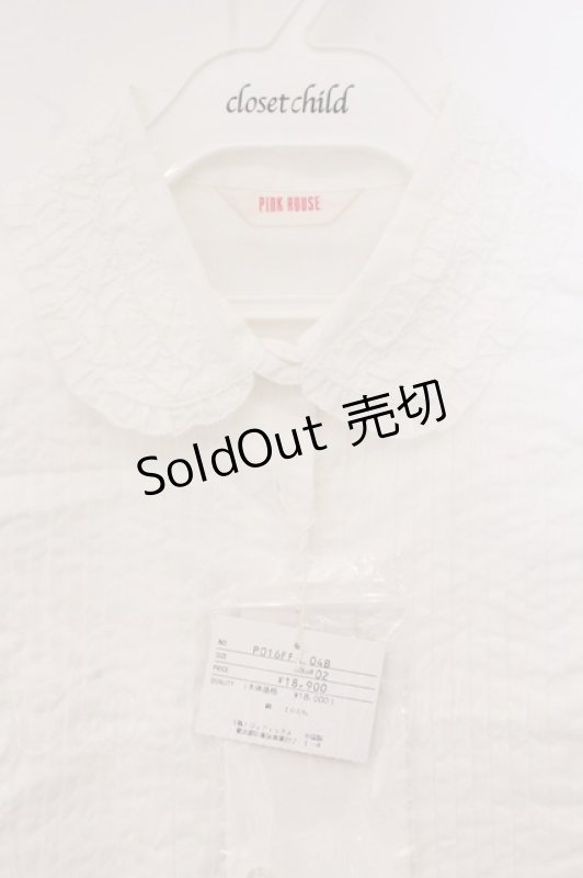 画像2: PINK HOUSE / タックフリルシャツワンピース  シロ O-26-04-21-028-LO-OP-IG-OS (2)