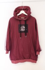 画像1: EATME / チュールラッピングパーカーワンピース F ワイン O-26-04-22-033-LO-TO-YM-ZT361 (1)