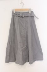 画像1: An MILLE / ベルト付きステッチスカート  ライトグレー O-26-04-22-059-EL-SK-YM-ZT351 (1)