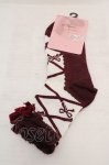 画像1: m petit by misako / AMCSレースアップリボン 23-25cm シロ×ワイン O-26-04-23-011-LO-ZA-IG-OS (1)