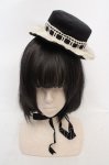 画像1: Ange / はしごレースミニハット  クロ×オフシロ O-26-04-23-019-LO-AC-IG-OS (1)