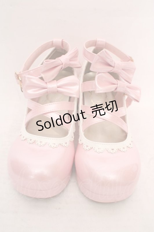 画像2: Chalmiere / ダブルリボンスカラップパンプス L ピンク O-26-04-24-018-0-SH-OW-OS (2)