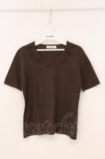 画像1: INGEBORG / モチーフ付きパイル地半袖トップス M ブラウン O-26-04-24-1043-LO-TO-IG-OS (1)