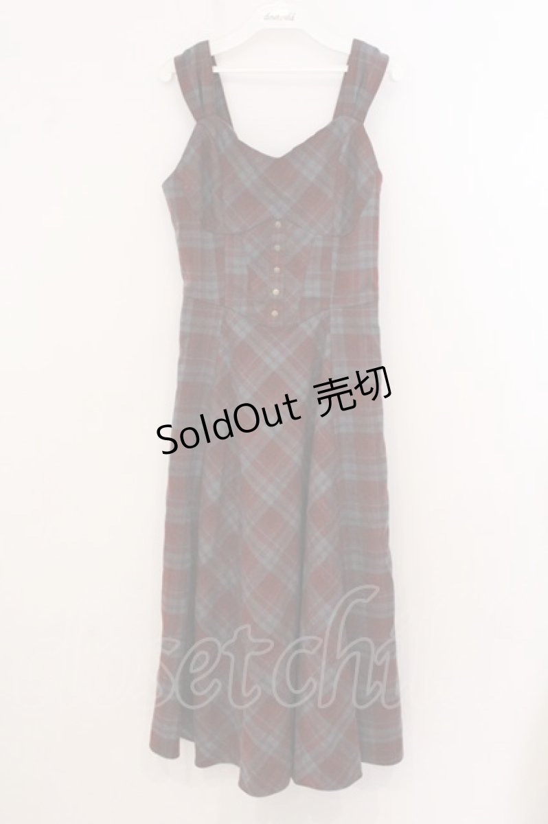 画像1: an another angelus / ビスチェチェックワンピース  ワイン×ブルー系 O-26-04-24-1049-CA-OP-IG-ZT576 (1)
