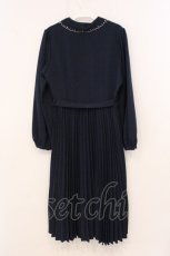 画像3: an another angelus / スノークリスタル刺繍プリーツワンピース  ネイビー O-26-04-24-1055-CA-OP-IG-OS (3)