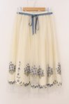 画像1: an another angelus / ライラック刺繍チュールスカート  シロ×ブルー O-26-04-24-1057-CA-SK-IG-OS (1)