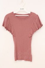 画像1: F&A / 透かし編みラッフルノースリーブニットプルオーバー  ピンク O-26-04-24-1064-LO-TO-IG-OS (1)
