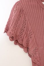 画像2: F&A / 透かし編みラッフルノースリーブニットプルオーバー  ピンク O-26-04-24-1064-LO-TO-IG-OS (2)