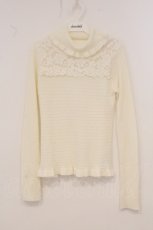 画像1: Lizmelo / デコルテレースハイネックニットソー M オフシロ O-26-04-24-1007-LO-TO-IG-ZT612 (1)