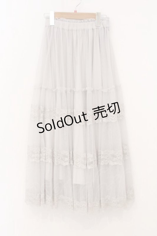 画像1: an another angelus / レース切替チュールティアードスカート  ライトグレー O-26-04-24-1084-CA-SK-IG-OS (1)