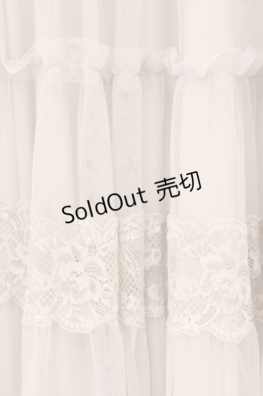 画像2: an another angelus / レース切替チュールティアードスカート  ライトグレー O-26-04-24-1084-CA-SK-IG-OS (2)