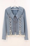 画像1: axes femme / レースアップブルゾン M ブルー O-26-04-24-1020-AX-TO-IG-OS (1)