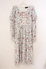 画像1: axes femme Nostalgic / ボタニカル柄レースアップワンピース M シロ O-26-04-24-1021-LO-OP-IG-OS (1)
