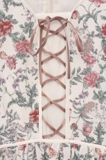 画像2: axes femme Nostalgic / ボタニカル柄レースアップワンピース M シロ O-26-04-24-1021-LO-OP-IG-OS (2)