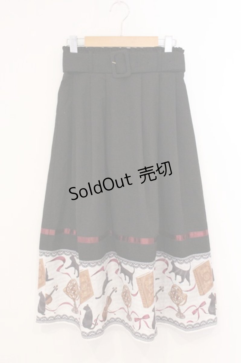 画像1: axes femme / ネコ柄パネルスカート M クロ O-26-04-24-1023-AX-SK-IG-OS (1)