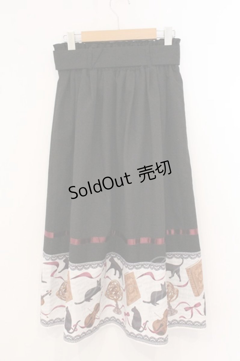 画像3: axes femme / ネコ柄パネルスカート M クロ O-26-04-24-1023-AX-SK-IG-OS (3)