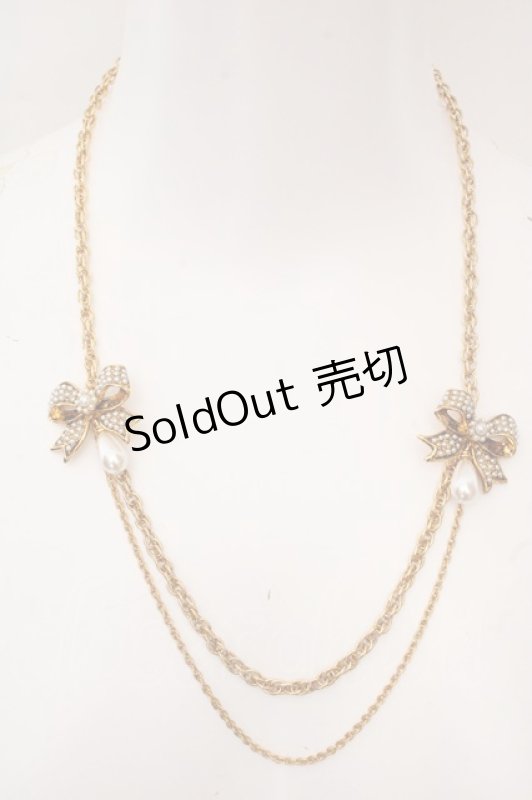 画像1: PINK HOUSE / パールリボンネックレス  ゴールド×パール O-26-04-24-044-LO-AC-IG-OS (1)
