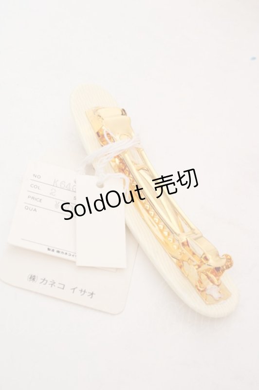 画像2: KANEKO ISAO / ロゴバレッタ  アイボリー×ゴールド O-26-04-24-045-EL-AC-IG-OS (2)