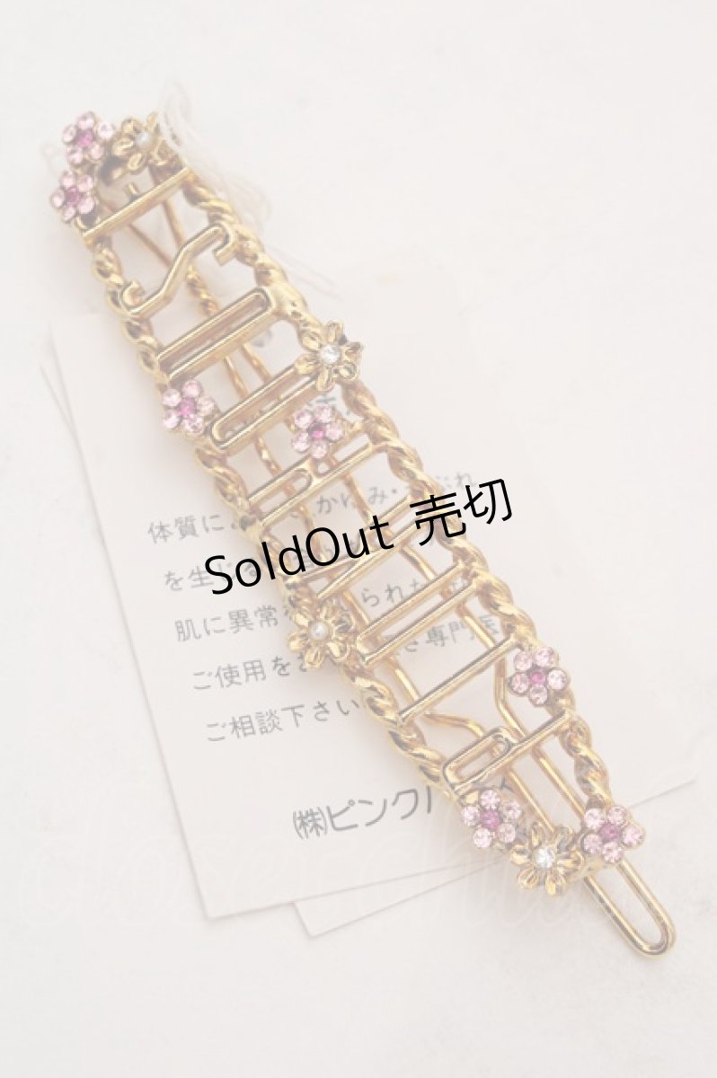 画像1: PINK HOUSE / フラワーストーンワイヤーロゴバレッタ  ゴールド O-26-04-24-046-LO-AC-IG-ZT169 (1)