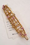 画像1: PINK HOUSE / フラワーストーンワイヤーロゴバレッタ  ゴールド O-26-04-24-046-LO-AC-IG-OS (1)