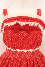 画像2: BABY,THE STARS SHINE BRIGHT / ドットRibbonジャンパースカート  Aタイプ・えんじ×オフシロレース O-26-04-25-026-BA-OP-OW-OS (2)