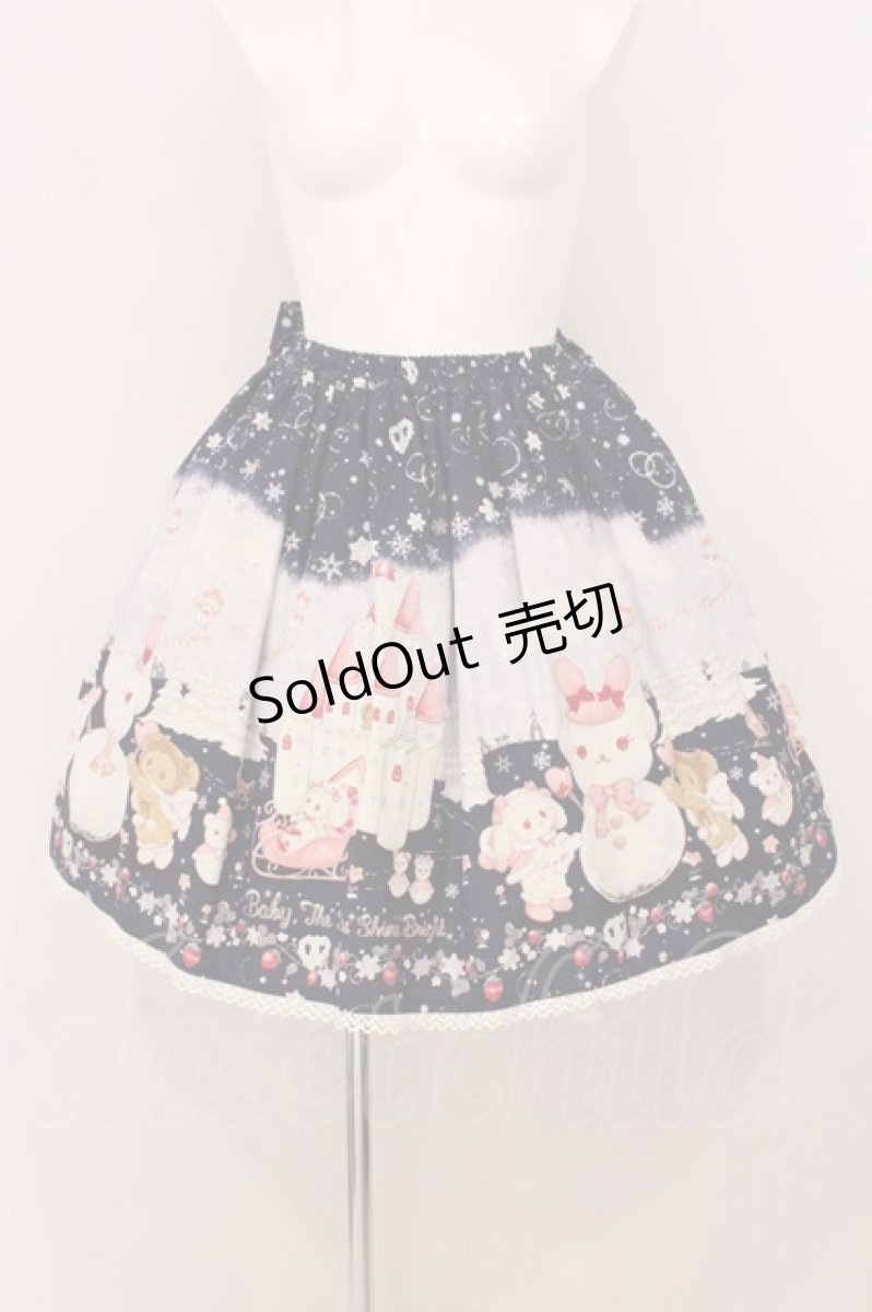 画像1: BABY,THE STARS SHINE BRIGHT / くみゃちゃんの雪の王国柄スカート  ネイビー O-26-04-25-029-BA-SK-OW-OS (1)