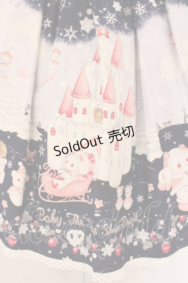 画像2: BABY,THE STARS SHINE BRIGHT / くみゃちゃんの雪の王国柄スカート  ネイビー O-26-04-25-029-BA-SK-OW-OS (2)