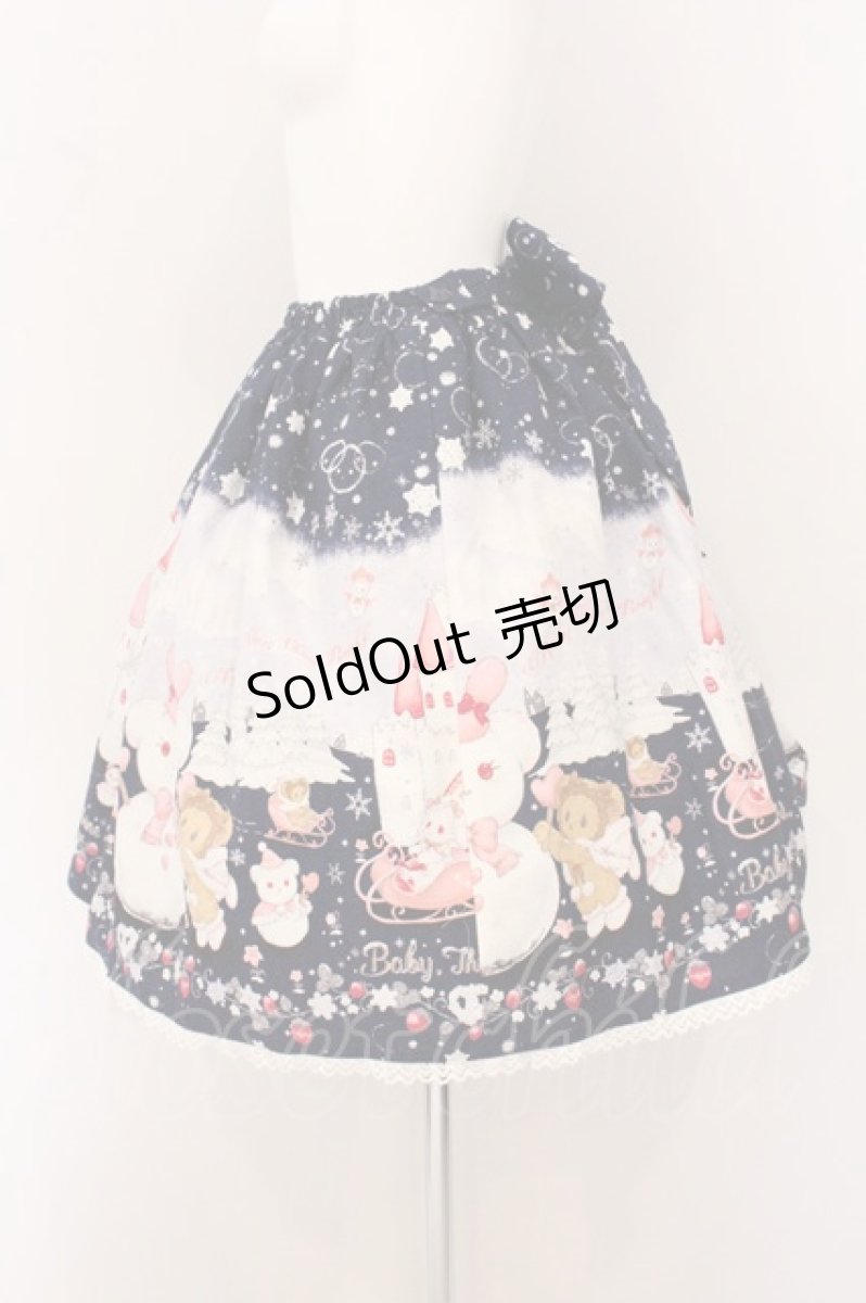 画像4: BABY,THE STARS SHINE BRIGHT / くみゃちゃんの雪の王国柄スカート  ネイビー O-26-04-25-029-BA-SK-OW-OS (4)