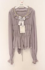 画像1: metamorphose / 【プラスサイズ】スクエアあきフリルブラウス（ビショップスリーブ） 2 ラベンダー O-26-04-25-1037-ME-BL-OW-OS (1)