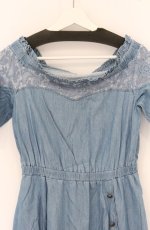 画像2: axes femme / レース切替オフショルワンピース M ブルー O-26-04-25-1043-AX-OP-OW-OS (2)