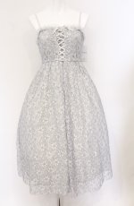 画像1: axes femme / 配色レースマキシワンピース M サックス O-26-04-25-1044-AX-OP-OW-OS (1)