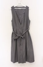 画像1: axes femme / ピンストライプジャンパースカート M グレー O-26-04-25-1045-AX-OP-OW-OS (1)