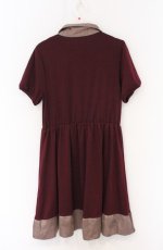 画像3: axes femme / ブローチ付きブラウス風ワンピース M ワイン O-26-04-25-1052-AX-OP-OW-OS (3)