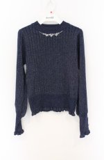 画像1: axes femme / ラメニットトップス M ネイビー O-26-04-25-1055-AX-TO-OW-OS (1)