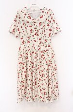 画像1: axes femme / チェリーローズ柄セーラーワンピース F アイボリー O-26-04-25-1059-AX-OP-IG-OS (1)