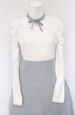 画像2: DearMyLoveRose / デコルテオープンクラシカルワンピース M シロ×ブルー O-26-04-25-1060-EL-OP-IG-OS (2)