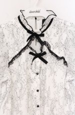 画像2: Rojita / 配色レーストップス  シロ×クロ O-26-04-25-1064-LO-TO-IG-OS (2)