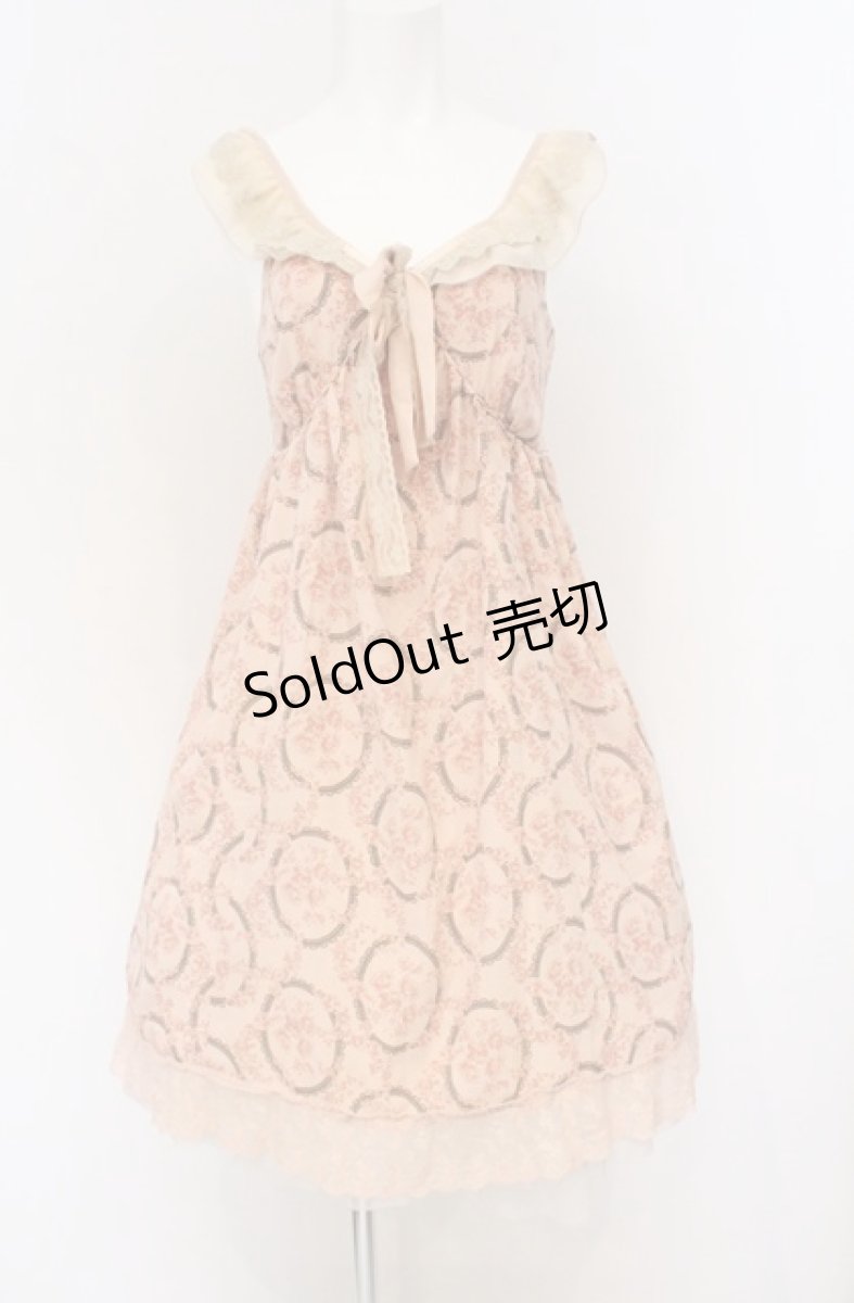 画像1: axes femme / フレームローズ柄シフォンキャミワンピース  ピンク O-26-04-25-1008-AX-OP-IG-OS (1)