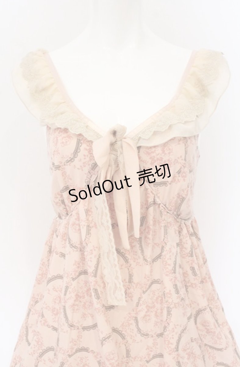 画像2: axes femme / フレームローズ柄シフォンキャミワンピース  ピンク O-26-04-25-1008-AX-OP-IG-OS (2)