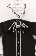 画像2: MA*RS / もえにゃコラボ 半袖肩開きビジューリボンフリルセットアップ 【欠品あり】  クロ×シロ O-26-04-25-1069-EL-OP-IG-OS (2)