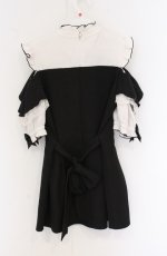 画像3: MA*RS / もえにゃコラボ 半袖肩開きビジューリボンフリルセットアップ 【欠品あり】  クロ×シロ O-26-04-25-1069-EL-OP-IG-OS (3)