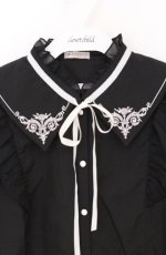 画像2: axes femme / カードル刺繍襟ブラウス L クロ×シロ O-26-04-25-1070-AX-BL-IG-OS (2)