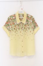 画像1: axes femme / レース切り替えローズシャツ M イエロー O-26-04-25-1071-AX-BL-IG-OS (1)