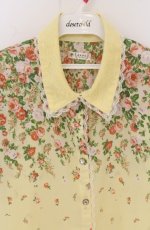 画像2: axes femme / レース切り替えローズシャツ M イエロー O-26-04-25-1071-AX-BL-IG-OS (2)