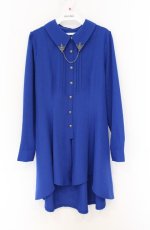 画像1: NIBBLE POISON / 襟金具フィッシュテールブラウス  ブルーM O-26-04-25-1072-0-BL-IG-OS (1)