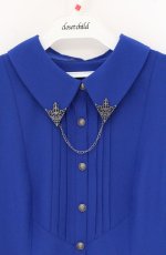 画像2: NIBBLE POISON / 襟金具フィッシュテールブラウス  ブルーM O-26-04-25-1072-0-BL-IG-OS (2)